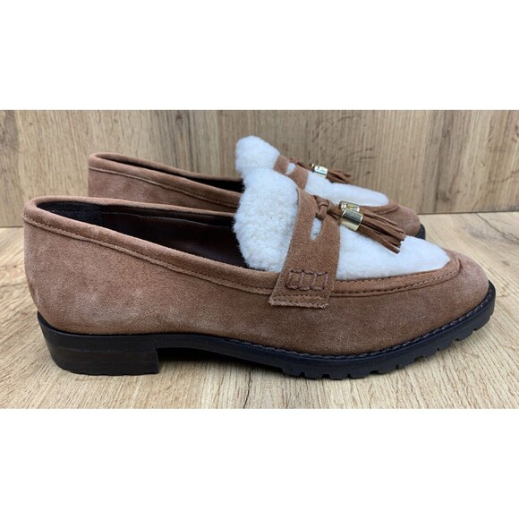 TALBOTS Cassidy Sherpa Tasseled Loafers Women’s Size 7 M Brown Leather - Picture 2 of 16